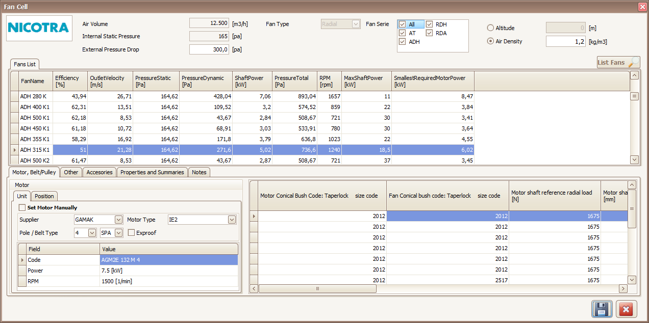 nicotra fan selection software 33